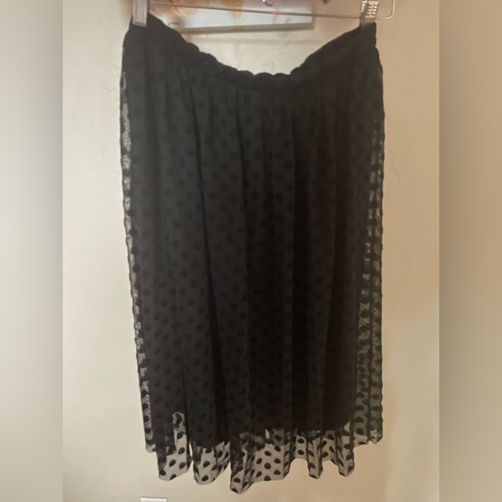 bobeau Black Polka Dot Midi Skirt